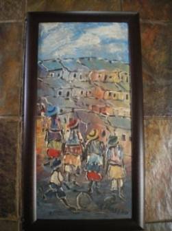 Joe Maseko Oil on board size 800mm x 380mm