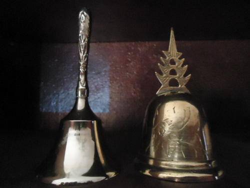 Two bells brass/ silver plate