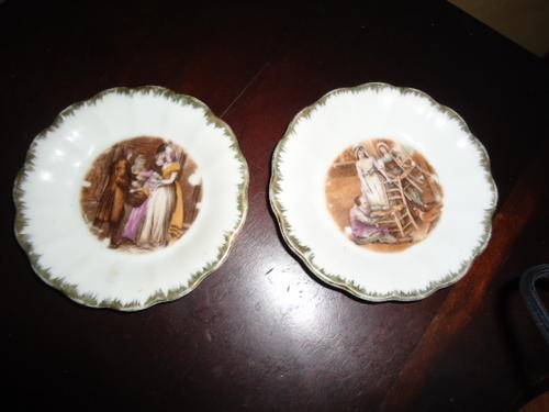 2 X royal Vermont hand painted plates