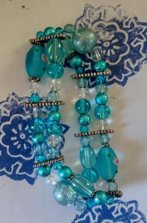 Blue and Silver Beaded Bracelet