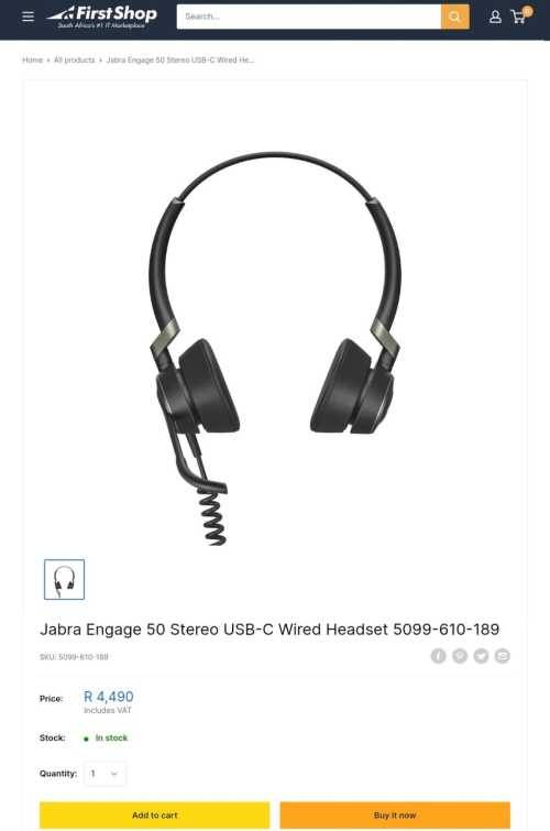 Jabra Engage 50 Stereo USB-C Wired Headset 5099-610-189, perfect for call center, On Special