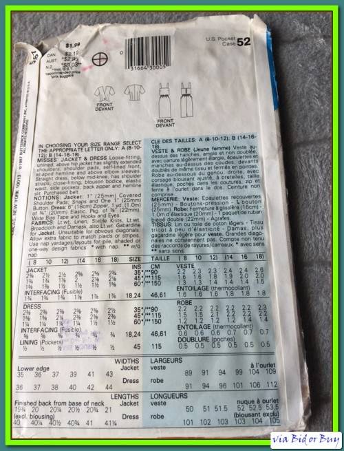 PATTERN SEE & SEW 5567 - JACKET & DRESS (UNUSED)(SIZE 8 - 18)