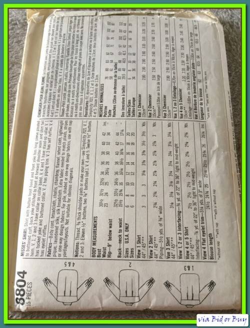 PATTERN SIMPLICITY 8804 - SHIRT (UNUSED)(SIZE 14 - 20)