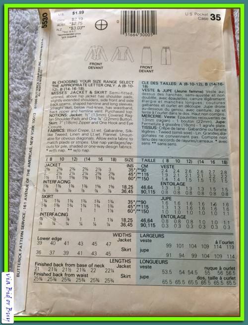 PATTERN SEE & SEW 5530 - JACKET/SKIRT (SIZE 14/16/18)