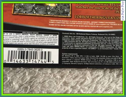 PC GAME - LORD OF THE RINGS (THE BATTLE FOR MIDDLE-EARTH) NO BOOKLET, NO SERIAL KEY