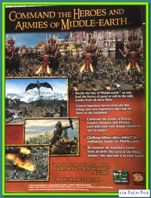 PC GAME - LORD OF THE RINGS (THE BATTLE FOR MIDDLE-EARTH) NO BOOKLET, NO SERIAL KEY