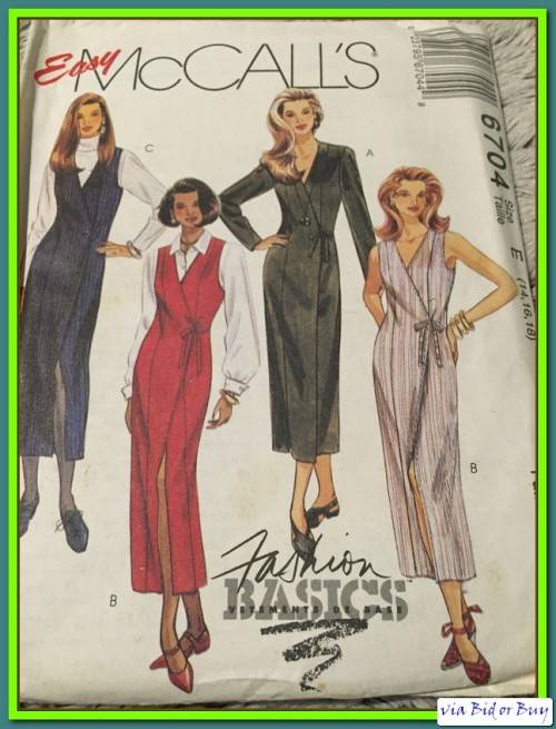 PATTERN MCCALL'S 6704 - WRAP DRESS AND JUMPER (SIZE 14-16-18, 4-18)