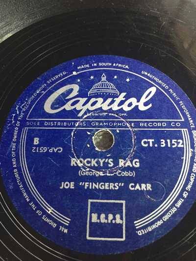 78RPM - JOE `FINGERS` CARR: DOWN YONDER//ROCKY`S RAG
