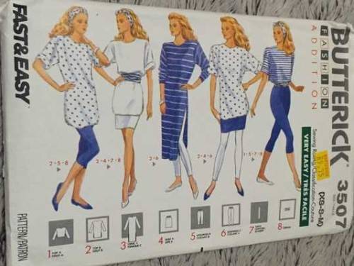 PATTERN BUTTERICK 3507 - TOP/TUNIC/SKIRT/LEGGINGS/SASH/TURBAN (SIZEXS-S-M, XS - XL)