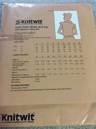 PATTERN KNITWIT 1000 - (UNUSED) COWL NECK DRESS AND TOP (SIZE 6-22)