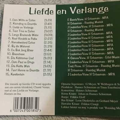 CD - HANNES SCHOEMAN: LIEFDE EN VERLANGE