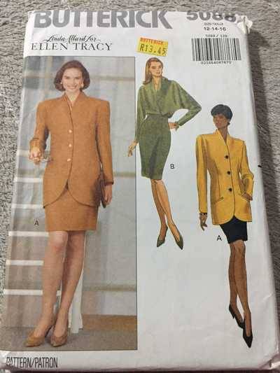 PATTERN BUTTERICK 5088 (ELLEN TRACY) - JACKET, SKIRT and BLOUSE (SIZE 12-14-16)