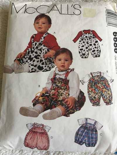 PATTERN MCCALL'S 6686 - INFANTS' ROMPER W SNAP CROTCH AND TOPS (SIZE ALL SIZES)