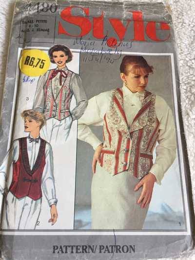 PATTERN STYLE 4480 (UNUSED) - WAISTCOATS (SIZE 8-10)