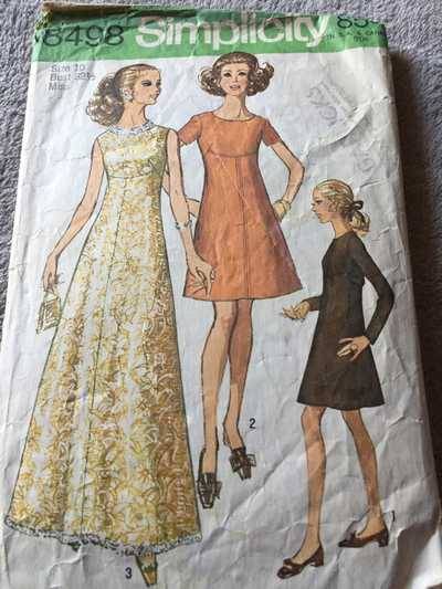 PATTERN SIMPLICITY 8498 (VINTAGE) - DRESS (SIZE 10)