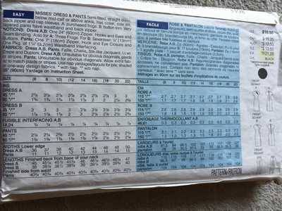 PATTERN BUTTERICK 3498 - DRESS & PANTS (SIZE 12-14-16)