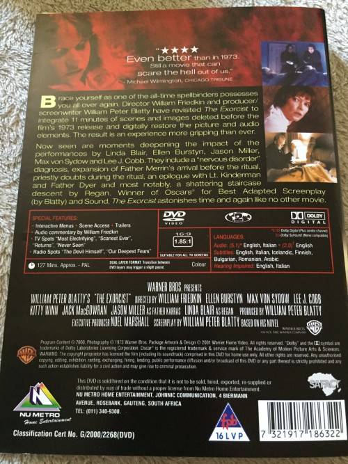 MOVIE DVD - THE EXORCIST (WILLIAM PETER BLATTY)