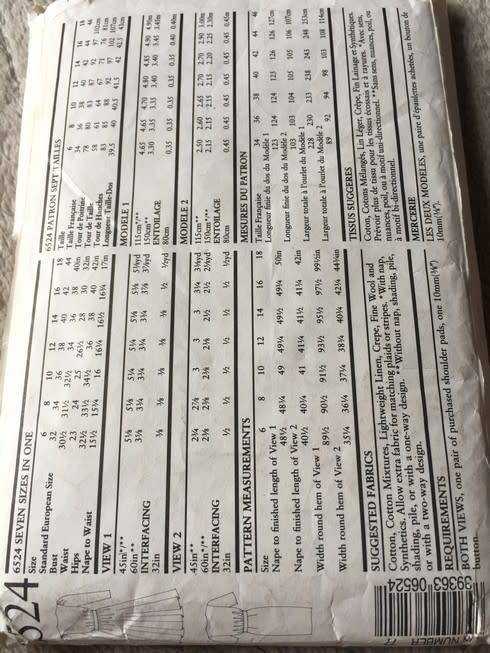 PATTERN NEW LOOK 6524: DRESS (SIZE 6-18)