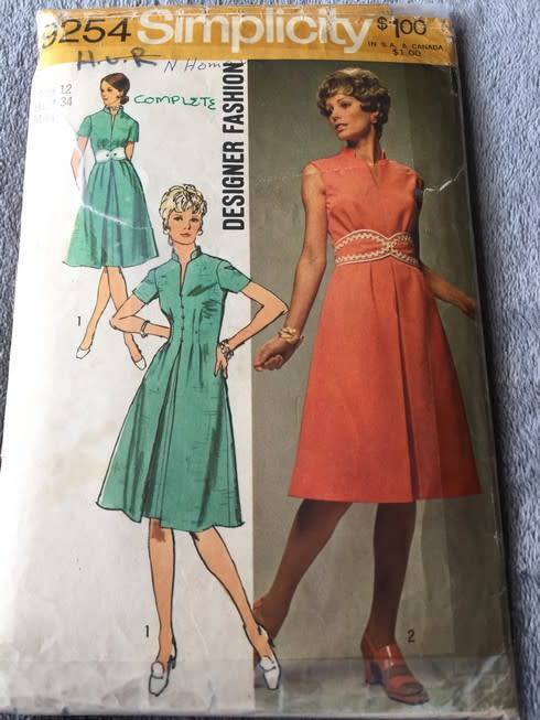 PATTERN SIMPLICITY 9254 (VINTAGE)(COMPLETE) - DRESS (SIZE 12)