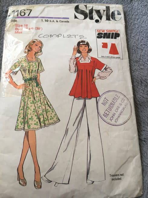 PATTERN STYLE 1167 (VINTAGE)(COMPLETE) - DRESS OR TUNIC (SIZE 16)