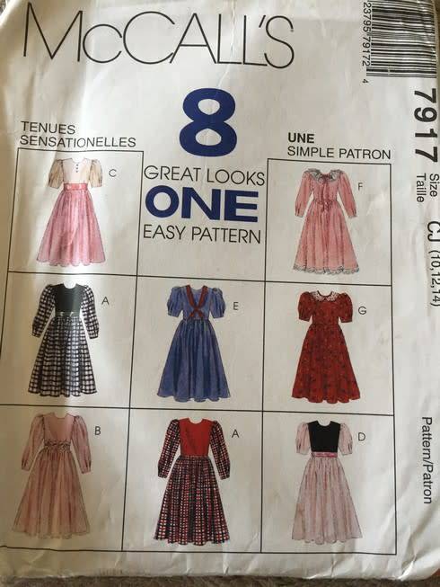 PATTERN MCCALL'S 7917 (UNUSED) - GIRLS' AND GIRLS' PLUS DRESSES (SIZE 10-12-14)