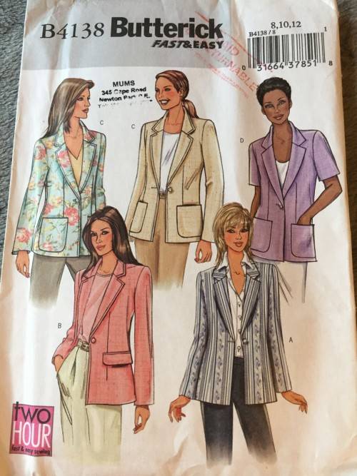 PATTERN BUTTERICK 4138 (UNUSED) - JACKET (SIZE 8-10-12)
