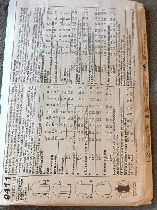 PATTERN SIMPLICITY 9411 - TOPS (SIZE 6-12)