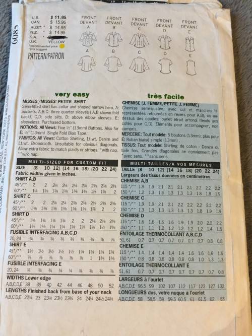 PATTERN BUTTERICK 6085 - BLOUSE (SIZE 14-16-18)