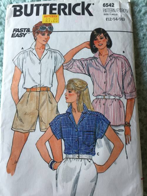 PATTERN BUTTERICK 6542 - BLOUSE (SIZE 12-14-16)