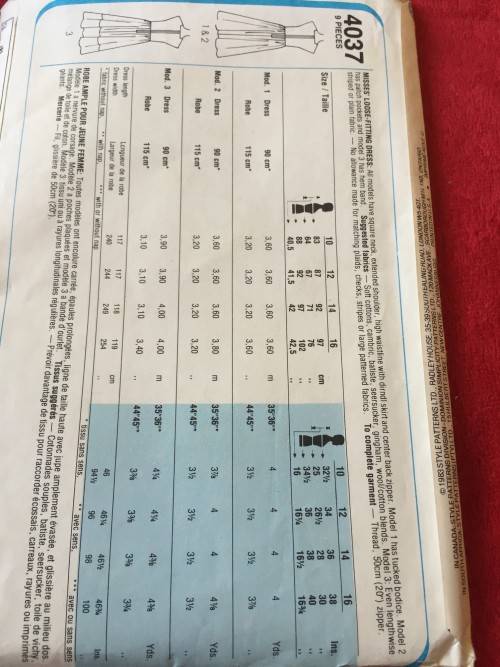 PATTERN STYLE 4037 - LOOSE FITTING DRESS (SIZE 12-14-16)