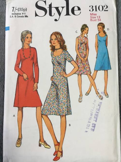 PATTERN STYLE 3102 (VINTAGE)(CLEAN) - DRESS (SIZE 12)