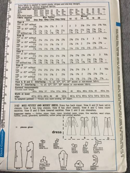 PATTERN STYLE 3102 (VINTAGE)(CLEAN) - DRESS (SIZE 12)