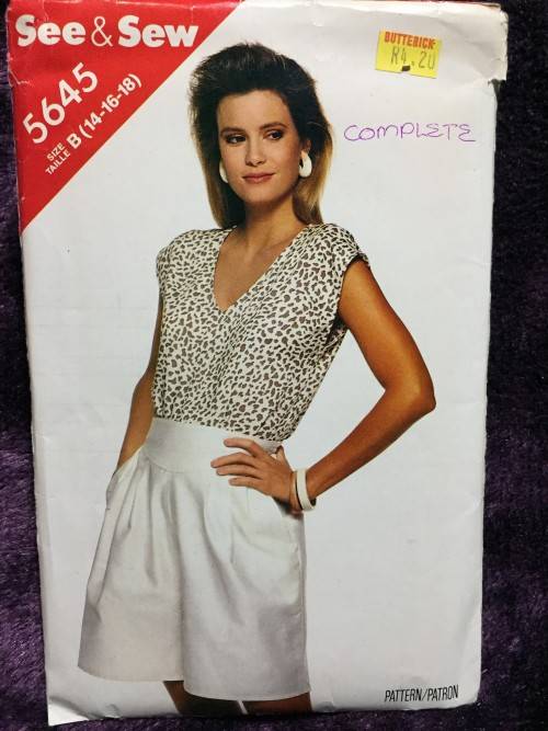 PATTERN SEE & SEW 5645 (COMPLETE) - TOP & SHORTS (SIZE 14-16-18)