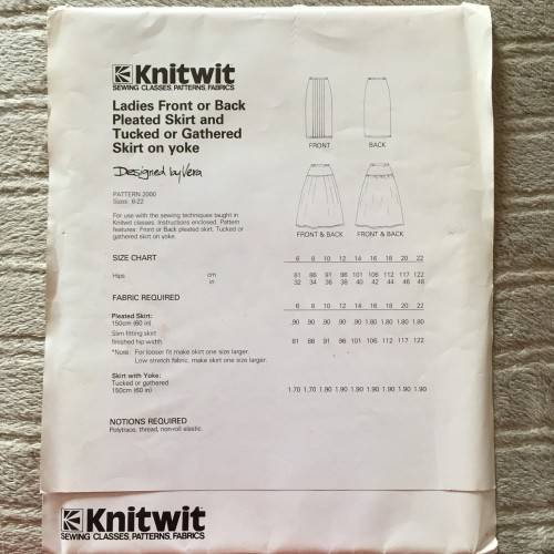 PATTERN KNITWIT 2000 (UNUSED) - SKIRTS (SIZE 6-22)