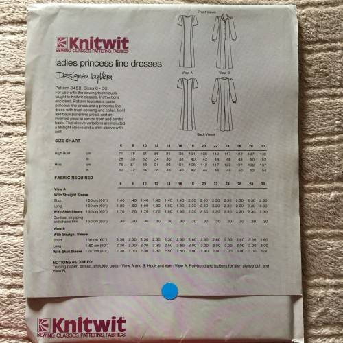 PATTERN KNITWIT 3450 - LADIES PRINCESS LINE DRESSES (SIZE 6-30) BIG SIZE