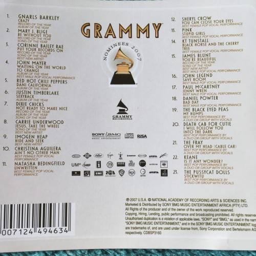 CD - GRAMMY NOMINEES 2007 (CD IS IN MINT CONDITION)