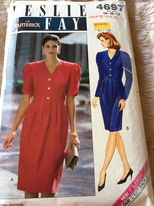 PATTERN BUTTERICK 4697 (LESLIE FAY)(COMPLETE) - DRESS (SIZE 14-16-18)