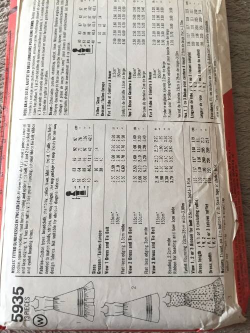 PATTERN SIMPLICITY 5935 - BEAUTIFUL DRESS (SIZE 10)