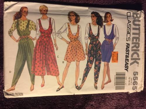 PATTERN BUTTERICK 5565 (UNUSED) - JUMPER, JUMPSUIT and TOP (SIZE 12-14-16)