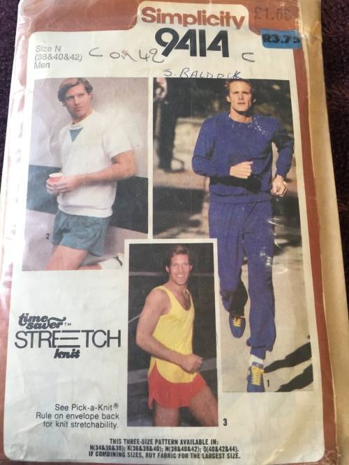 PATTERN SIMPLICITY 9414 (COMPLETE, CUT ON 42) - MEN`S CASUALWEAR (SIZE 38-40-42)
