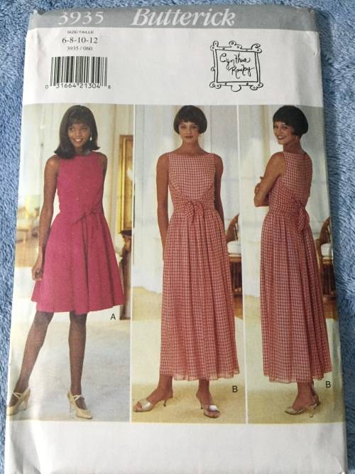 PATTERN BUTTERICK 3935 (UNUSED) - UNUSUAL DRESS WITH TIE ENDS (SIZE 6-8-10-12)