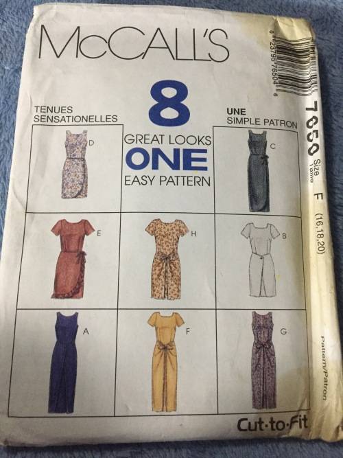 PATTERN MCCALL`S 7650 (UNUSED, MARKS ON COVER) - 8 BEAUTIFUL DRESS VARIATIONS (SIZE 16-18-20)