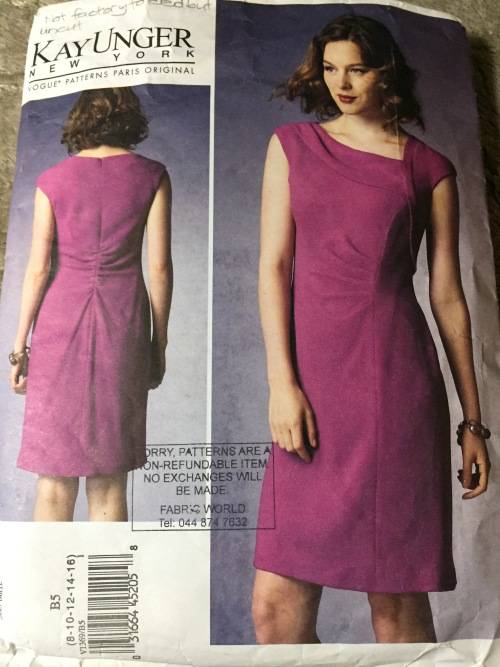 PATTERN VOGUE 1369 (KAY UNGER)(UNCUT NOT FACTORY FOLDED) - STUNNING DRESS (SIZE 8-16)