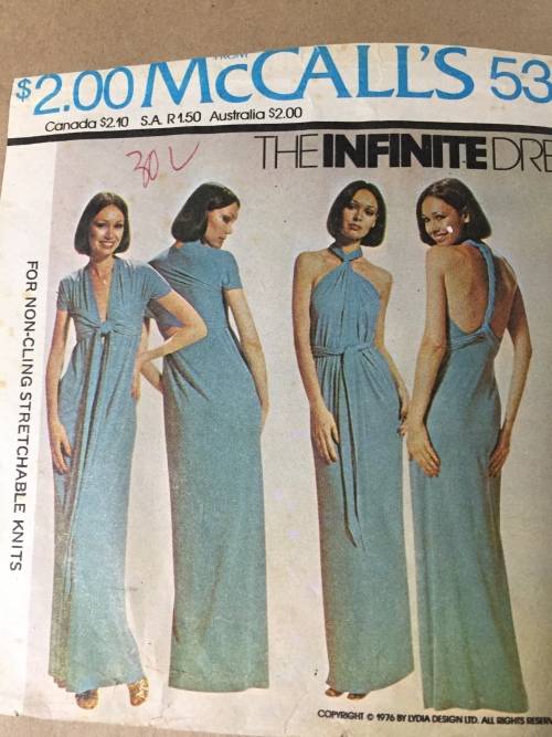PATTERN MCCALL`S 5360*1976 (VINTAGE)(COMPLETE) - STUNNING UNIQUE INFINITE DRESS (ONE SIZE)