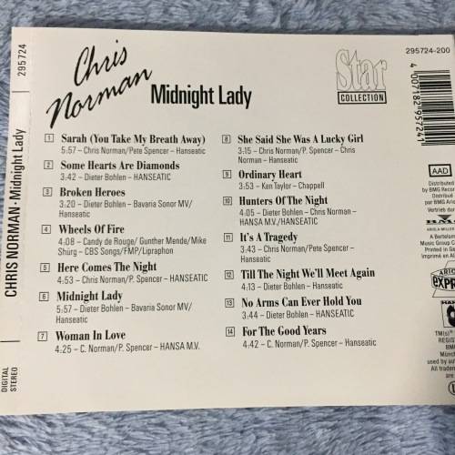CD - CHRIS NORMAN: MIDNIGHT LADY (STAR COLLECTION) (VERY GOOD)