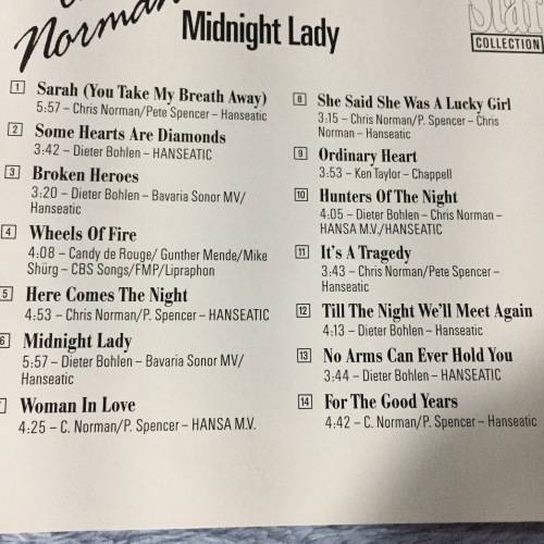 CD - CHRIS NORMAN: MIDNIGHT LADY (STAR COLLECTION) (VERY GOOD)