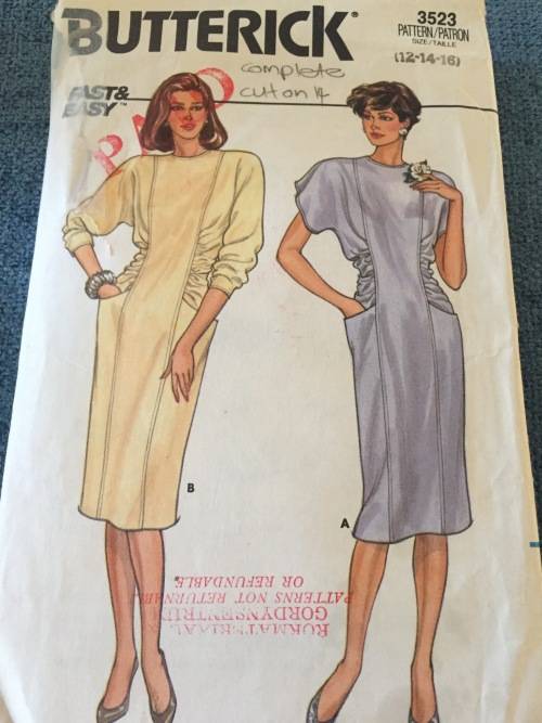 PATTERN BUTTERICK 3523 (COMPLETE, CUT ON 14) - BEAUTIFUL DRESS (SIZE 12-14)