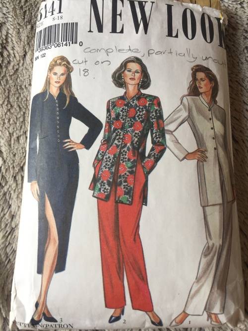 PATTERN NEW LOOK 6141 (COMPLETE, PARTIALLY UNCUT, CUT 18) - JACKET/SKIRT/PANTS (SIZE 8-18)