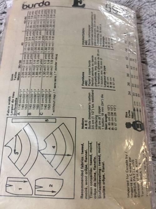PATTERN BURDA 5905 (COMPLETE, CUT ON 44) - MERMAID TYPE SKIRT (SIZE 10-18)