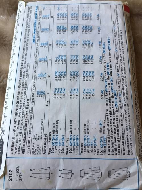 PATTERN STYLE 2102 (VERY VINTAGE)(COMPLETE) - PINAFORE,TOP and TROUSERS (SIZE 14)